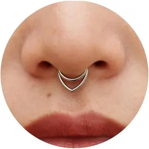 16G Titanium Septum Rings Double Septum Jewelry Daith Piercing Jewelry Silver Gold Hinged Segment Helix Clicker Piercing Jewelry 8 mm 10 mm Seamless Ring Hypoallergenic Jewellery for HerGift.
