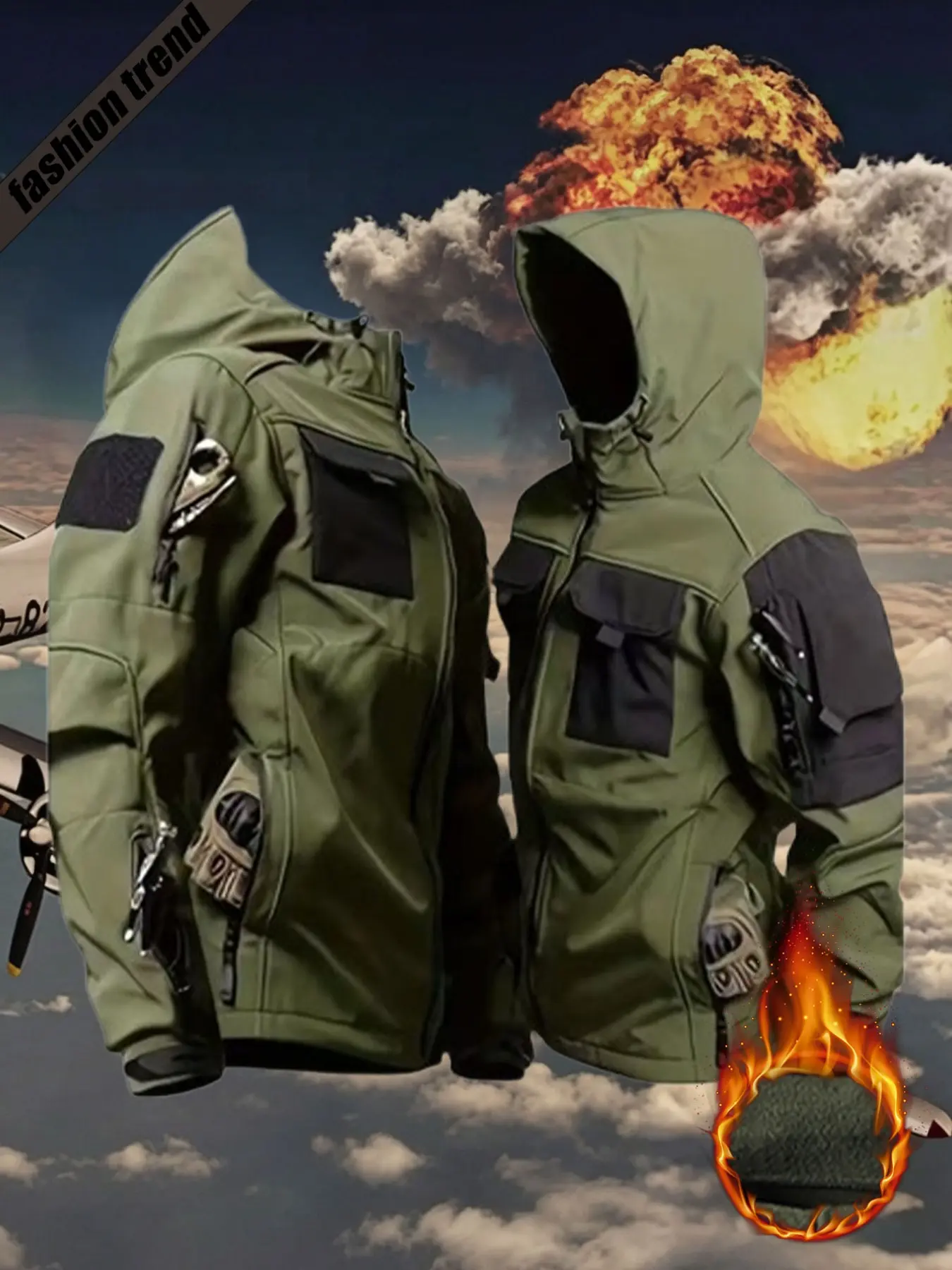 American Tactical Three-Function Jacket, Men's Soft Shell Coat, Windproof Warm Fleece Lining, High-Quality Feel, Advanced Design
