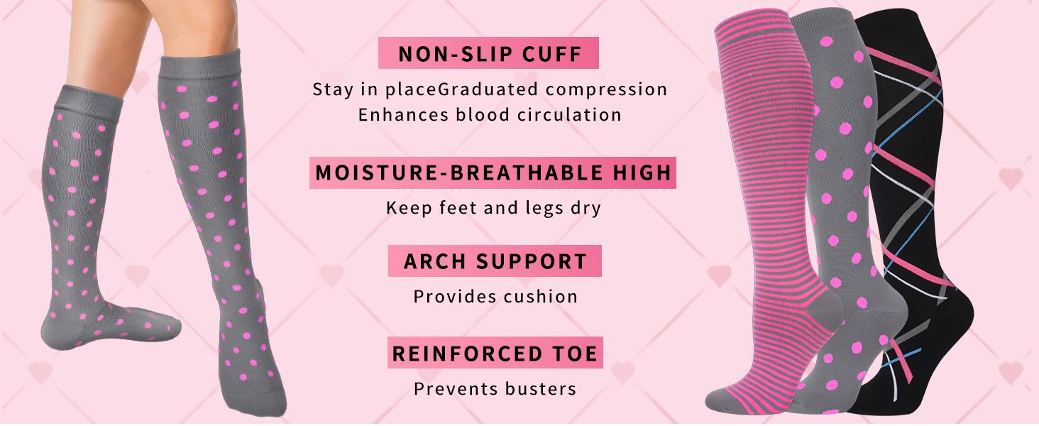 THE WELL KEPT Compression Socks for Women Men Circulation 6 Pairs-Best Compression Stockings For Running,Athletic,Nursing