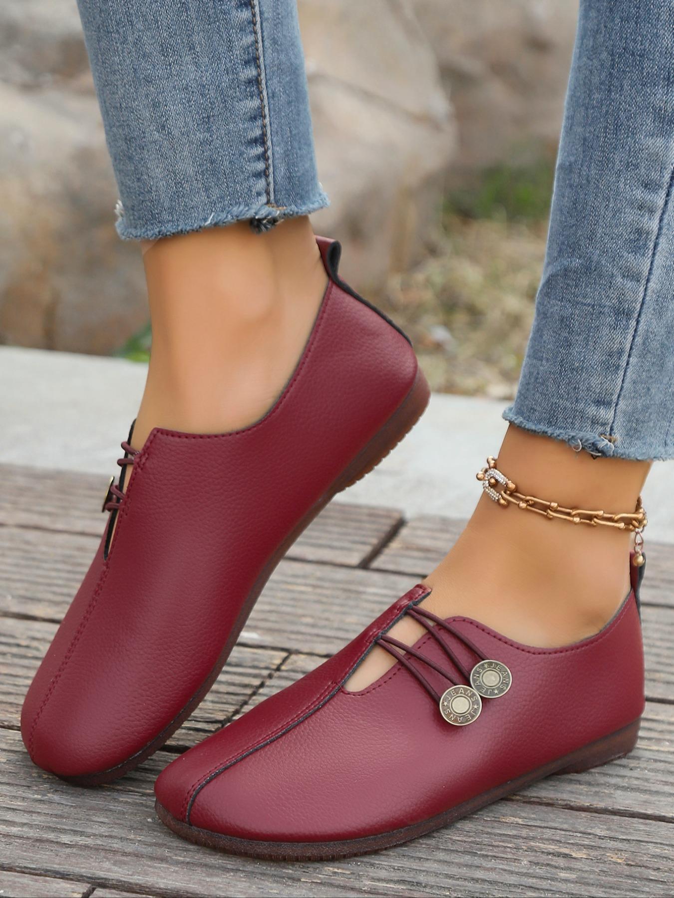 Women's Fashionable Solid Color Slip on Flats, 2024 New Style Casual Comfortable Flat Shoes for Daily Wear, Lightweight Breathable Shoes for Women & Girls, Walking Shoes, Footwear