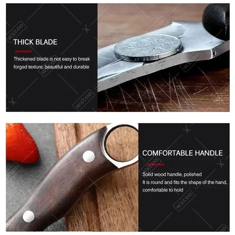 1PC Outdoor Barbecue Knife Camping Cleaver Hand Forged Hammer Grain Small Knife Portable Fruit Slicing  Multi-purpose Knife kitchen accessories