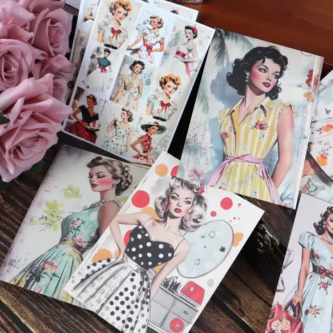 Vintage Magazine Newspaper Pattern Decorative Paper Set, 60pcs/set Including 24 Sheets Journal Making Material Paper & 36pcs Sticker, DIY Crafts for Scrapbooking, Scrapbook Materials, Crafts Kit, Art Stickers, Scrapbook Page, Decal Sticker