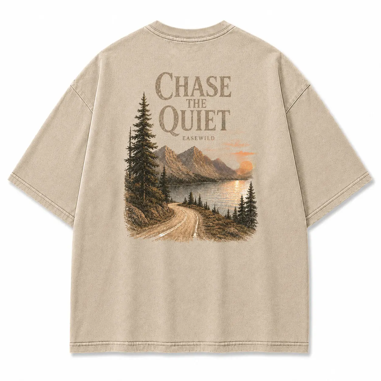 Easewild Chasing Quiet Lakeside Mountain Graphic T-Shirt