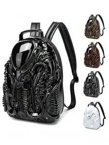 Cyberpunk Style Unisex Backpack, Creative 3D Relief Design, Large Capacity Travel Bag, Trendy Streetwear Bookbag for Students