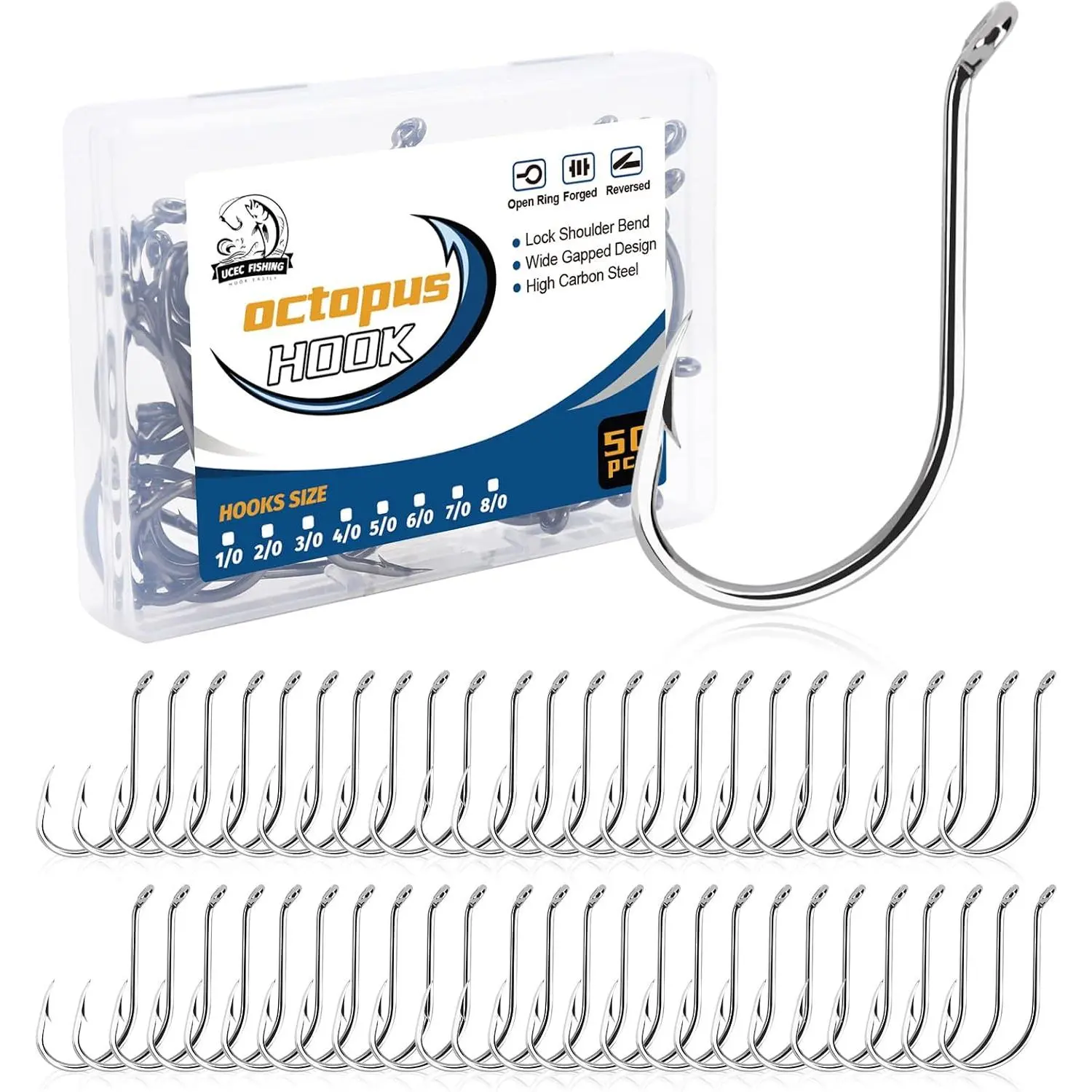 Circle Fishing Hooks Octopus Catfish Hooks for Saltwater Freshwater | Small High Carbon Steel Offset Circle Octopus Catfish Hooks for Trout Fishing Hook Size 1/0 3/0 5/0, 50 count/Box