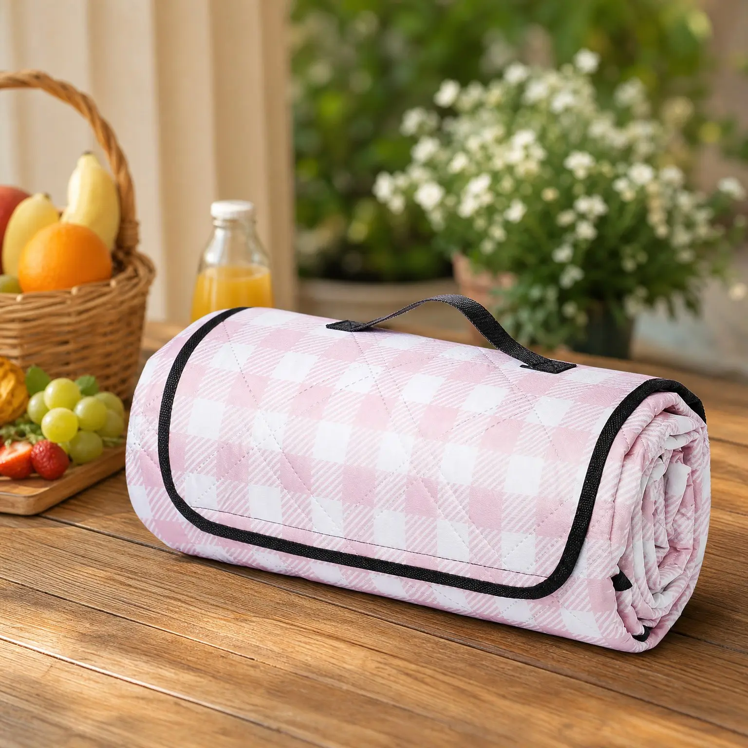 Outdoor Picnic Blanket Waterproof 80"x80" Extra Large Sandproof Beach Blanket Foldable Machine Washable Vintage Gingham Mat for Grass Lawn Park Family Camping Music FestivalGift