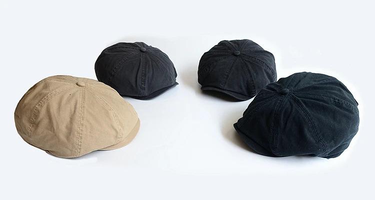 Men Big Head Newsboy Cap Peaky Hat Vintage Casual Cotton Cap Solid Berets England Visor Big Gatsby Flat Hat Detective Hats