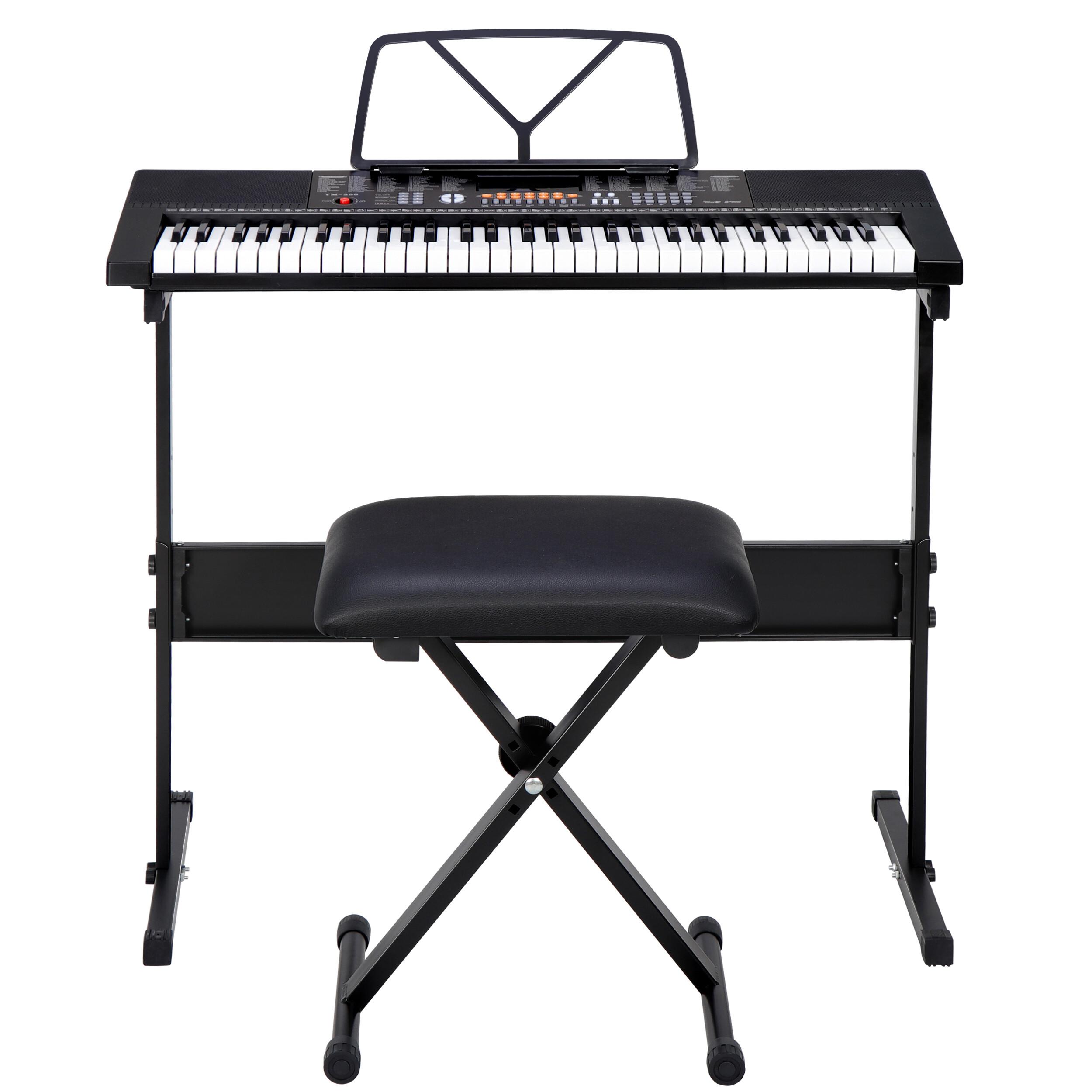 ZENY 61-Key Portable Electronic Keyboard Piano Set Kids Piano Height Adjustable W/LED Screen, Stand, Stool, Microphone