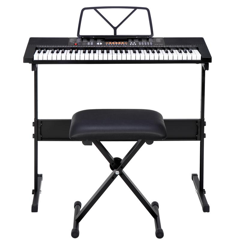 ZENY 61-Key Portable Electronic Keyboard Piano Set Kids Piano Height Adjustable W/LED Screen, Stand, Stool, Microphone