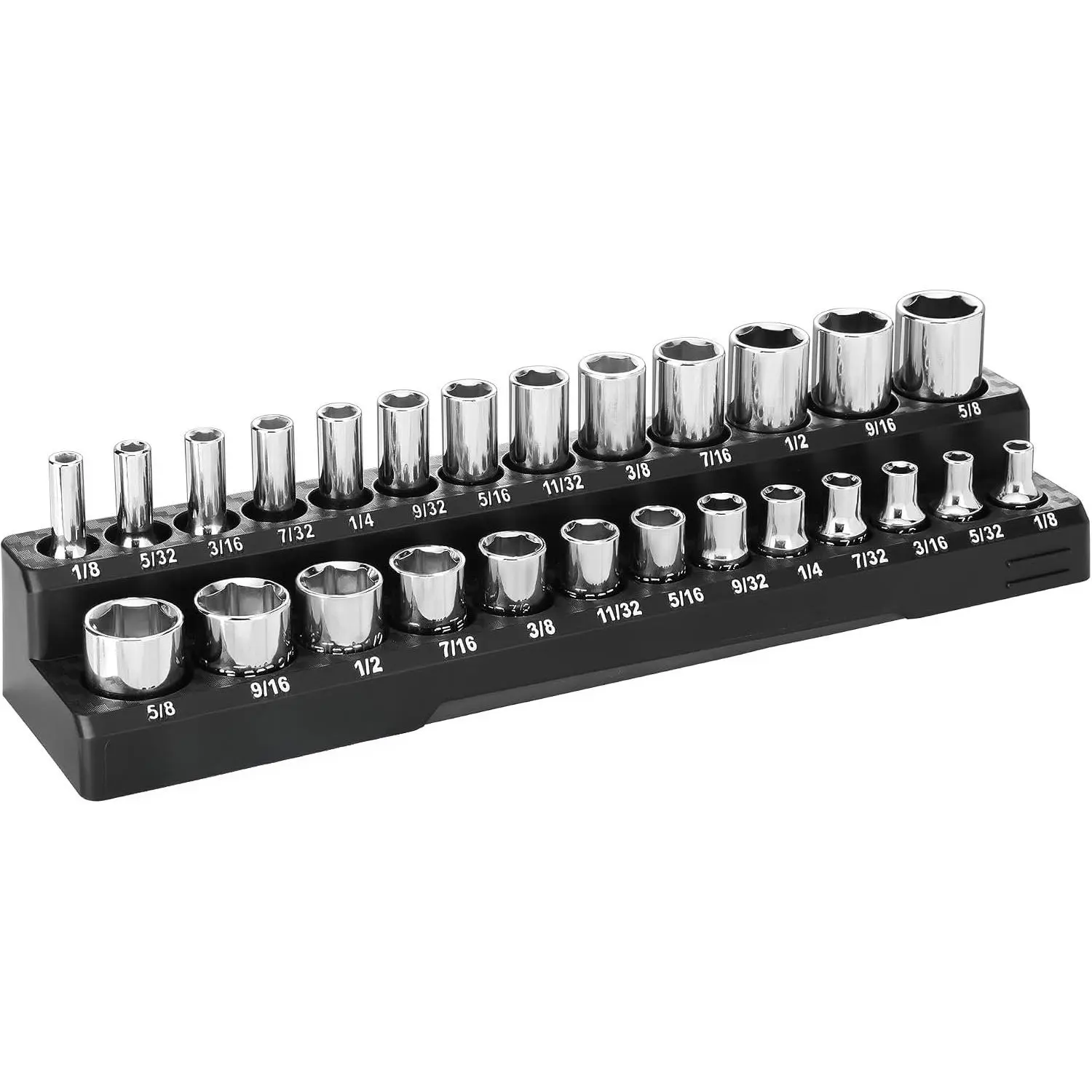 Socket Organizer Set, 1/4" SAE Socket Holders | Socket Trays, Tool Box, Tool Cart Organizer, Standard & Deep Sockets Organizer, Carbon Fiber,  , 26-holder