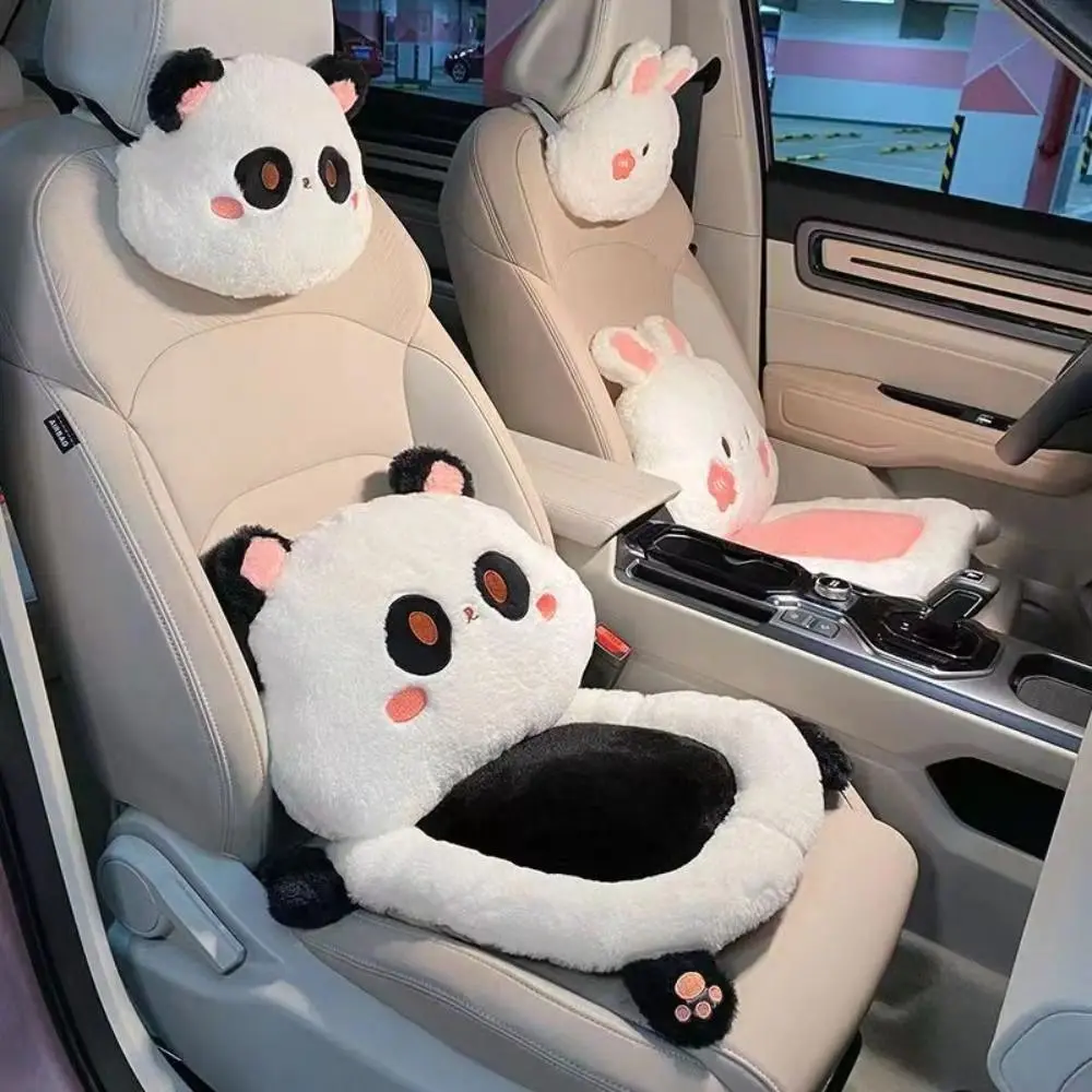 Creative Cartoon Rabbit Panda Auto Car Seat Head Neck Rest Cushion Headrest Pillow Plush Pad Car Safety Decorative Car Pillow