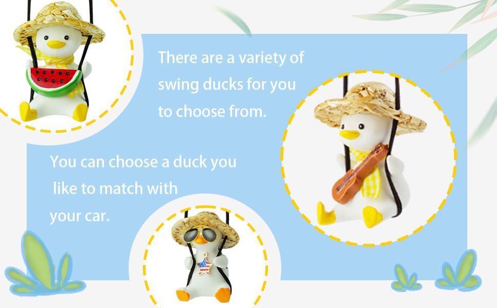 Cool Swinging Duck Car Hanging Ornament, Pendant Interior Rearview Mirror Decoration and Car Rear View Mirrior Hanging Accessories