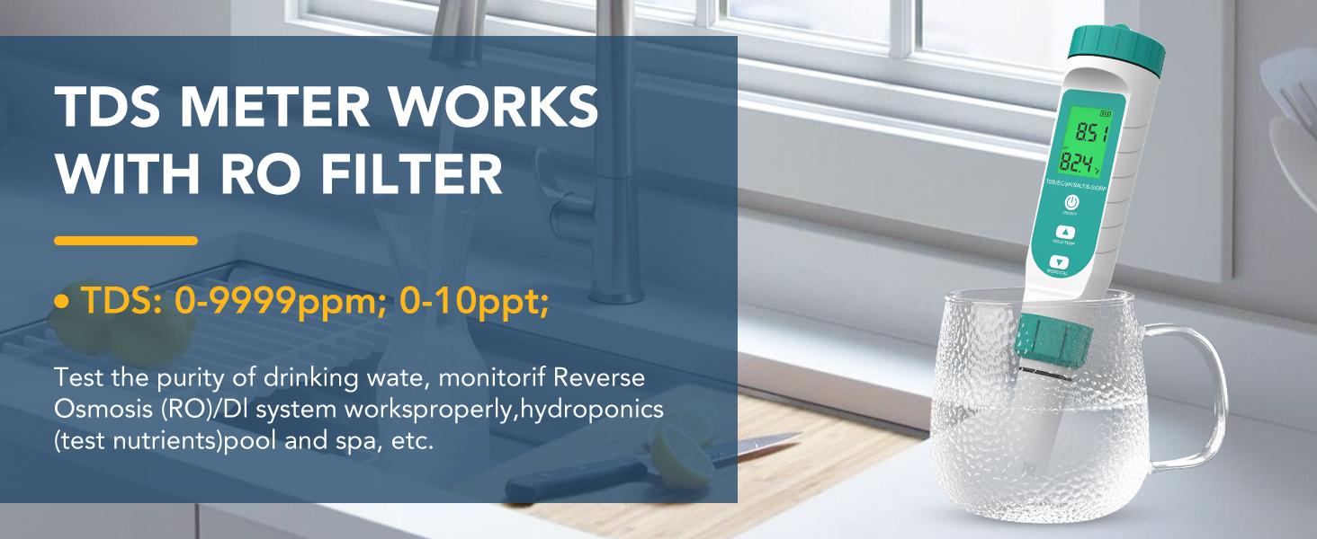 ORP Meter & Hydrogen Tester – 7-in-1 Quality Tester for Drinking, pH, TDS, EC, Temp, Salinity & S.G Monitor, TDS Meter for Home, Hydroponics, Aquarium,Pools