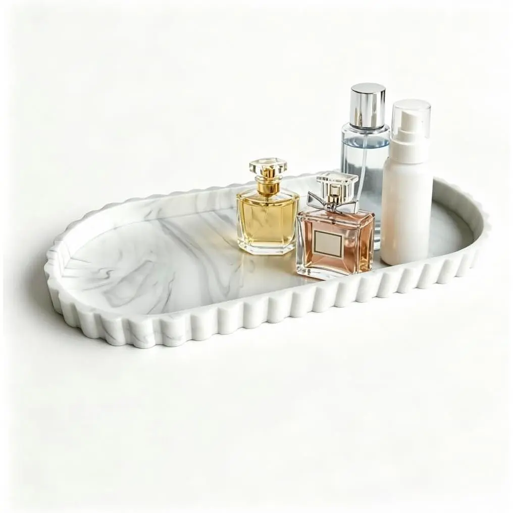 Bathroom Tray,Sink , Organizer,12"x 5",White Marble | Oval,Bathroom counter tray,Toilet tray,Kitchen Counter Decor,Sponge Holders,Sink Organizers,Key tray,Bathroom  tray