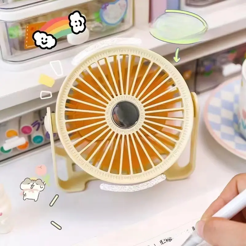 USB Rechargeable Portable Quiet Mini Desktop Fan Strong Airflow For Student Dorm Office Personal Cooling