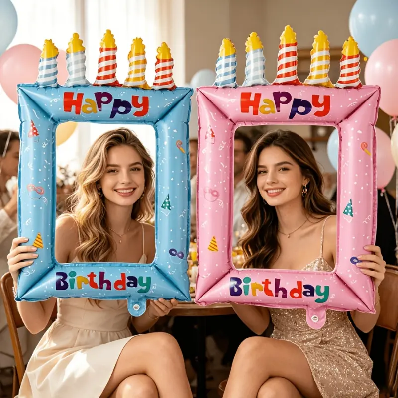 28inch Princess Theme Balloon Photo Frame - Foil Selfie Booth Props, suitable for birthday parties and celebrations, birthday party decorations, anniversary, first birthday, graduation season photo decorations, scene setup decorations