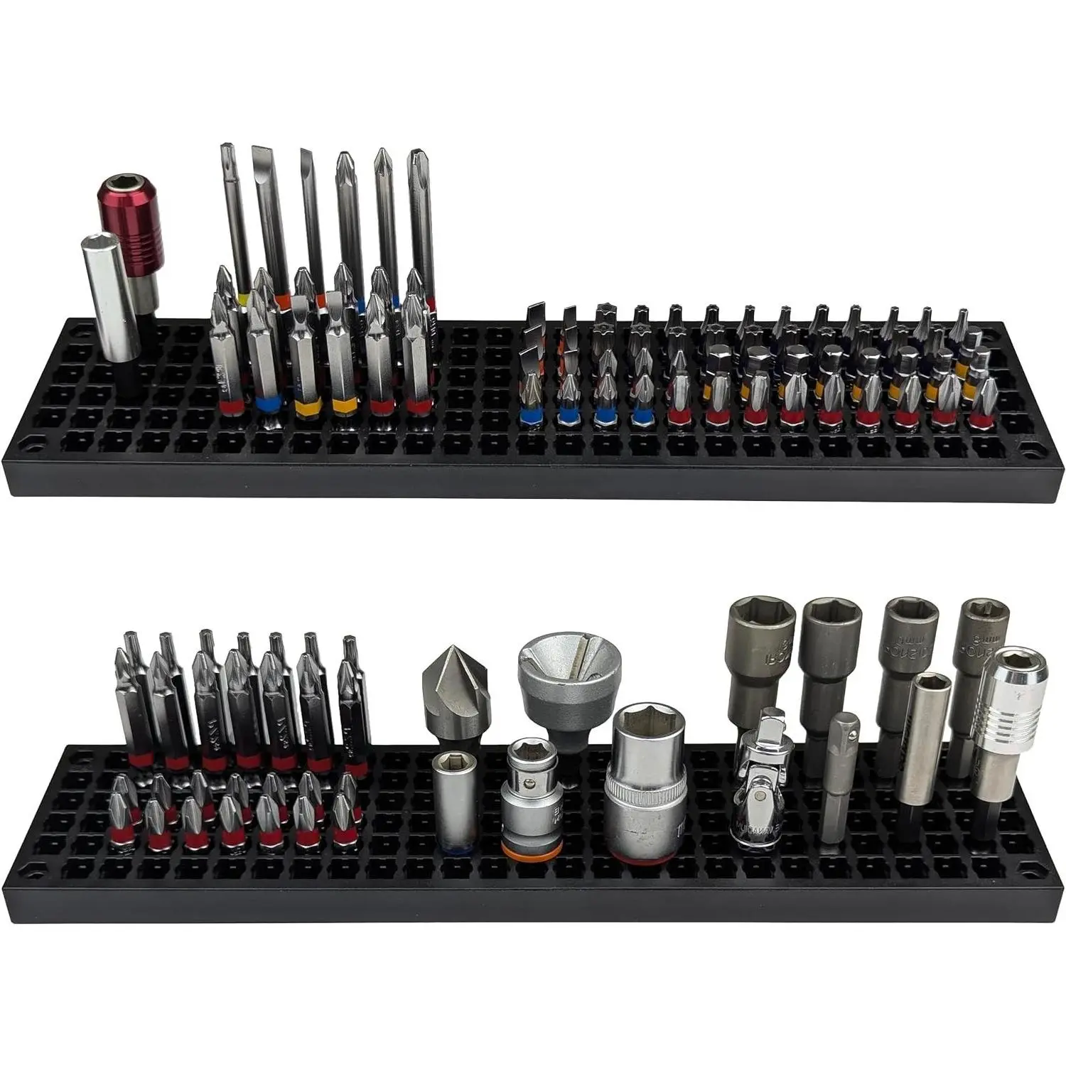316-Hole 1/4" Hex Bit Organizer Storage Case, Black | Toolbox Bit Holder with Drive Bit Adapter & 1/2", 3/8", 1/4" Socket Organizer, Anti-Drop Design, Tools Not IncludedGift