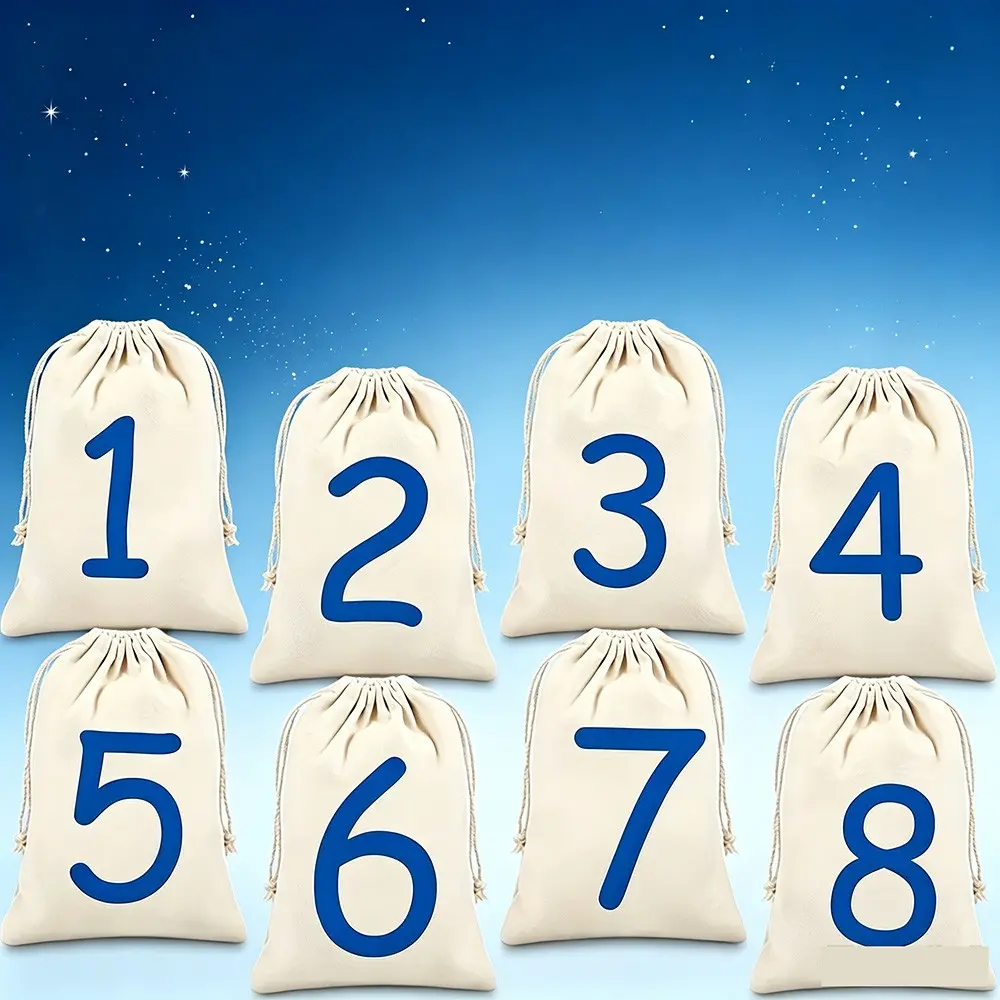 8 Nights of Chanukah Countdown Bags Hanukkah Advent Calendar 2026 Happy Hanukkah party Jewish Holiday table home Fireplace Mantle decoration family children kid boy girl Gift baby 1st first Hanukkah present bags