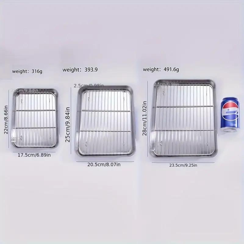 Stainless Steel Baking Sheet & Rack Set, 6 Counts/set Including 3 Versatile Oven Trays & 3 Cooling Racks, Easy To Clean, Food-safe Bakeware Set