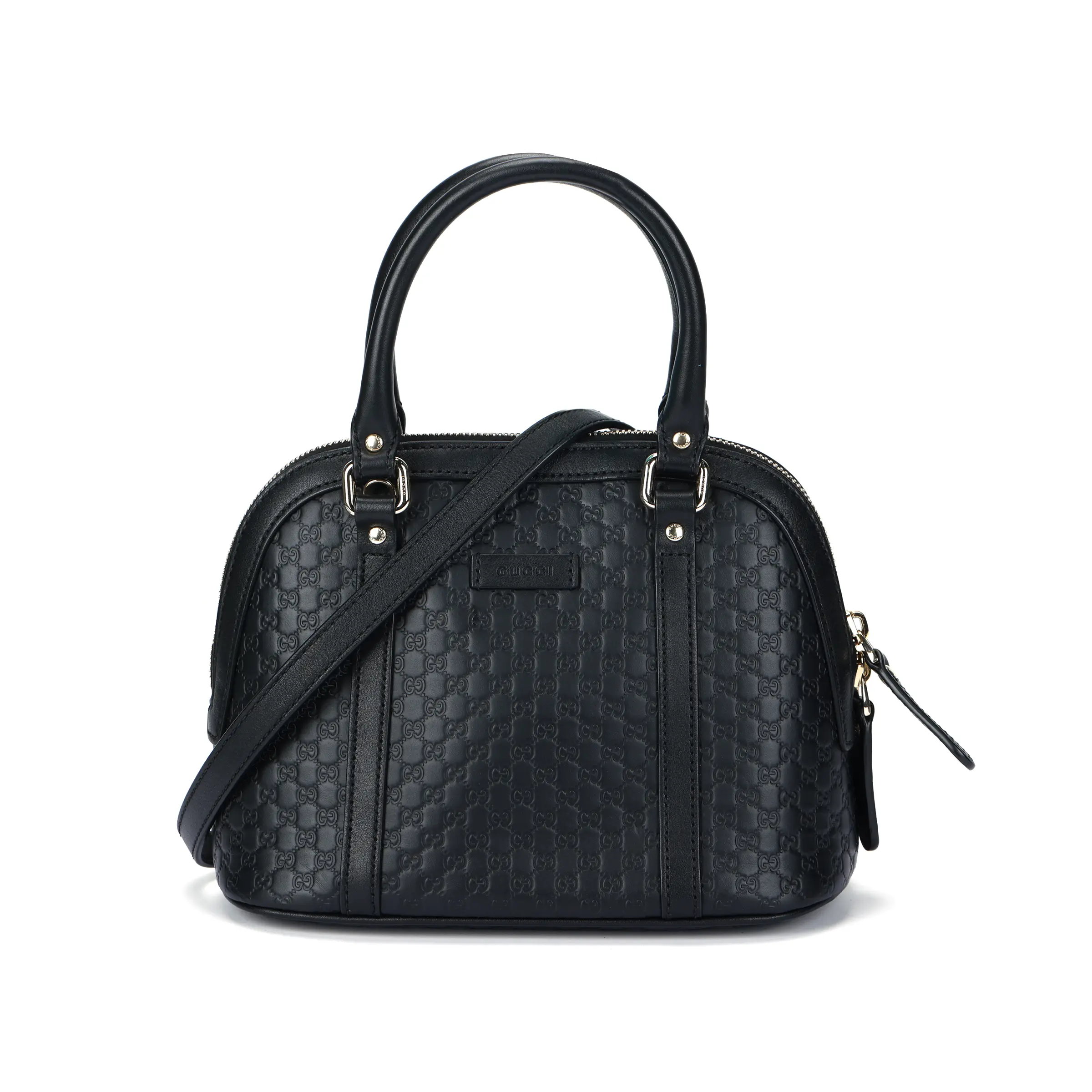 Gucci Monogram-Embossed Calfskin Shell Bag – Small Shoulder Crossbody Handbag for Women, Black