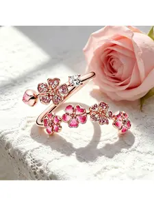 Elegant rose gold peach blossom diamond ring for women, the perfect gift for your girlfriend.