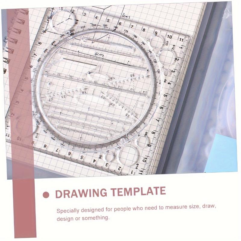 Multi-Function Acrylic Geometric Drawing Ruler - Quick Circle & Arc Design Template with Triangle, Function & Inch/Cm Scale for Drafting, Office & Student Use, Circle Drawing Tool