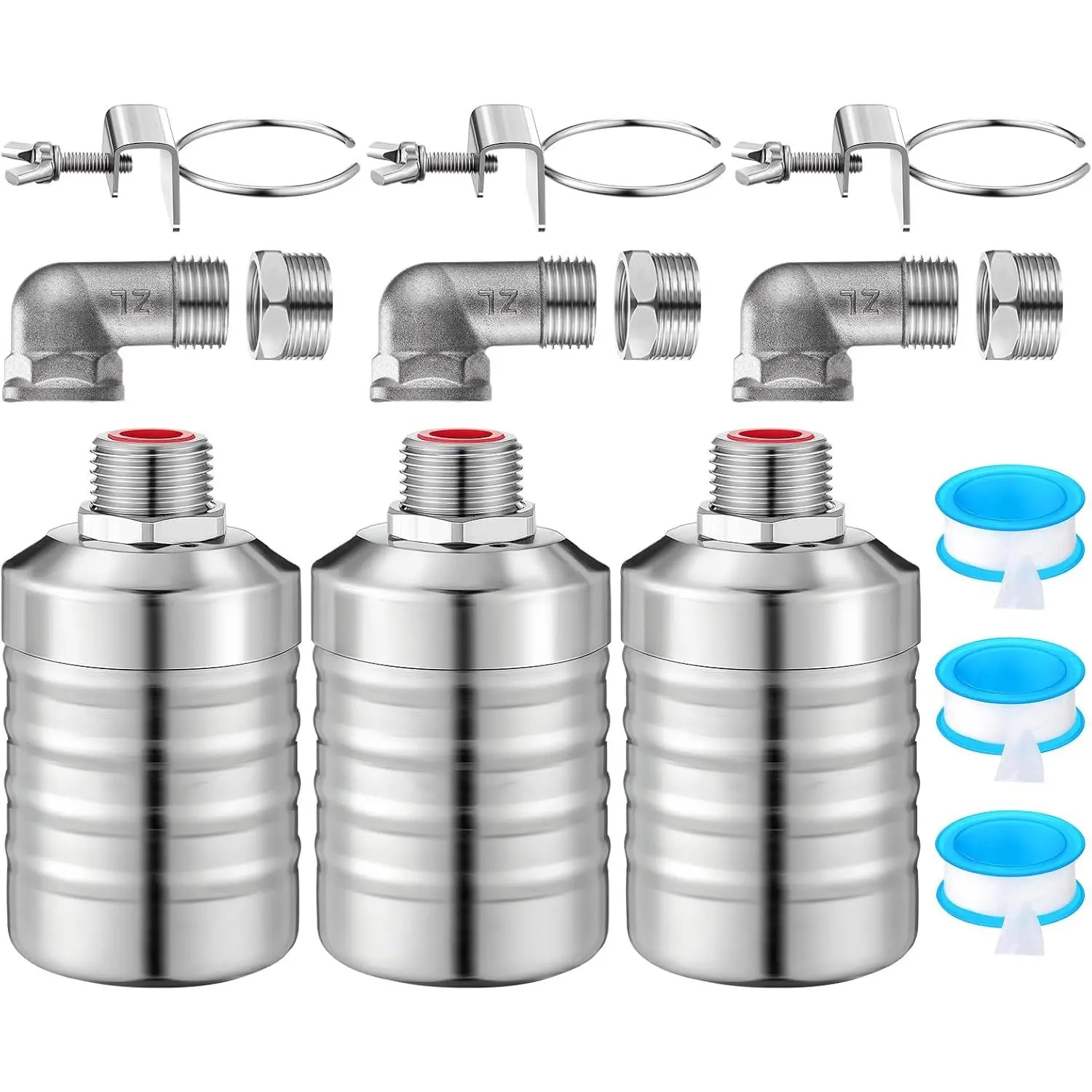 3 Pack Water Float Valve 1/2 to 3/4'' Auto Shut off Water Tank Float Valve 304 Stainless Steel Fully Automatic Level Control for Pool, Livestock Troughs (Classic Style)
