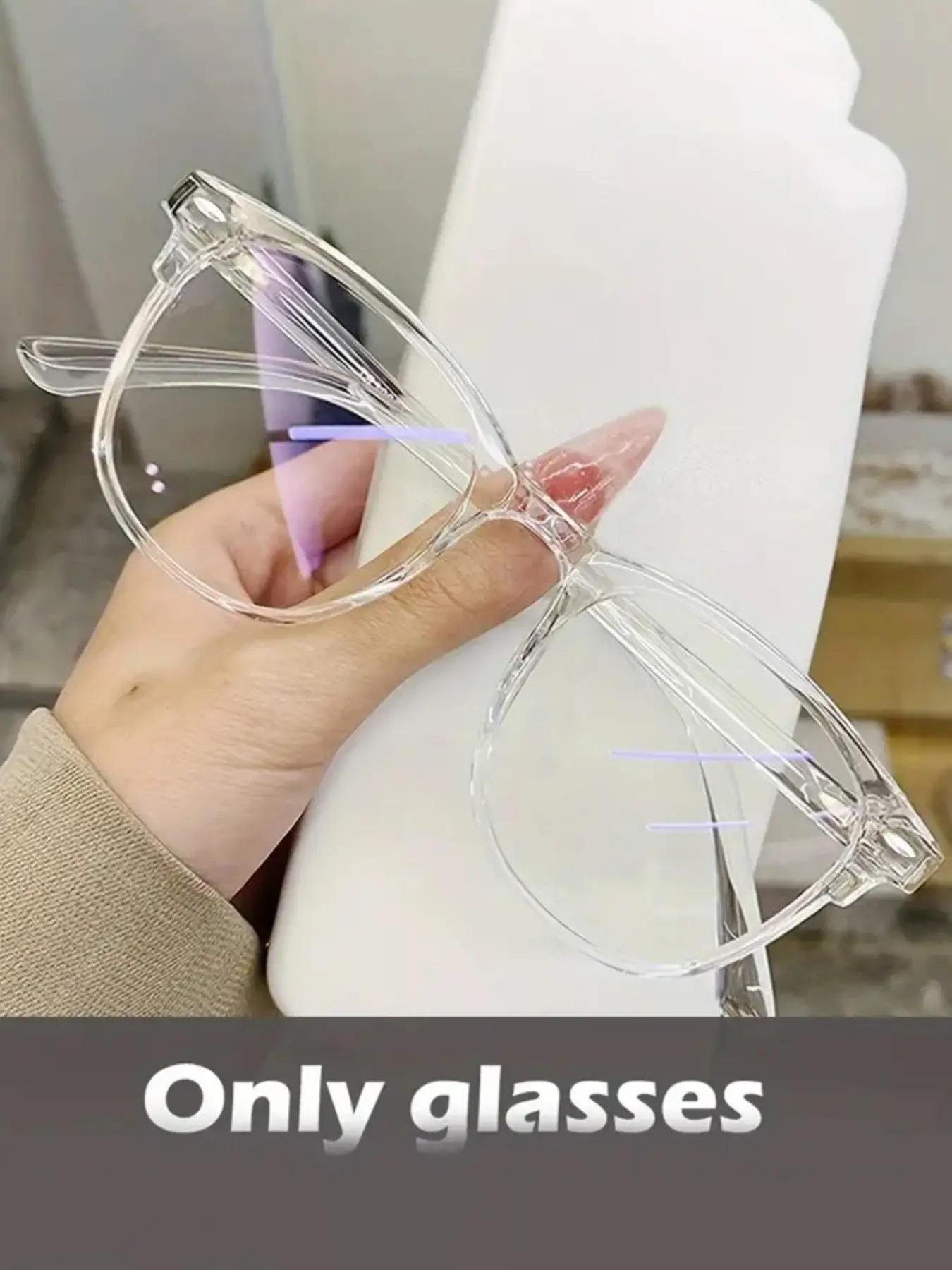 Unisex Clear Lenses Plain Color Eyeglasses (1 Pair), Casual Trendy Blue Light Blocking Lightweight Durable Glasses Eyeglasses for Everyday Use, Fashion Accessories for Outdoor Activities