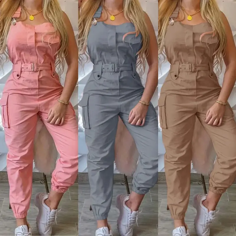 Women's Basic Casual Sleeveless Work Overalls with Waistband and Leggings for Sports & Outdoor Activities, Overalls Top, Clothes, Multi-Size