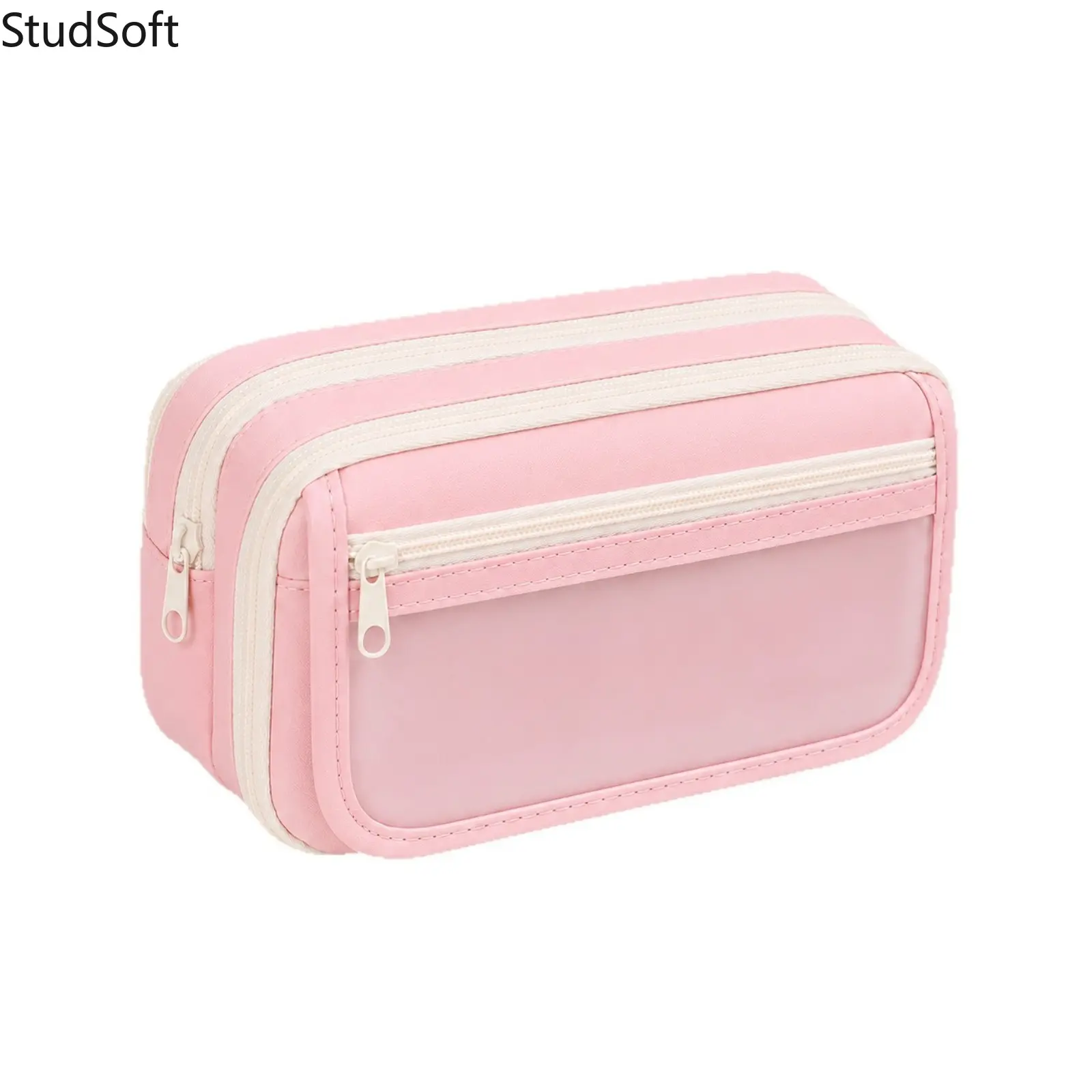 Large Capacity Pencil Case Back to School Clear Window Pouch 3 Layers Stationery Organizer Classroom Essentials for Teens Girls Boys