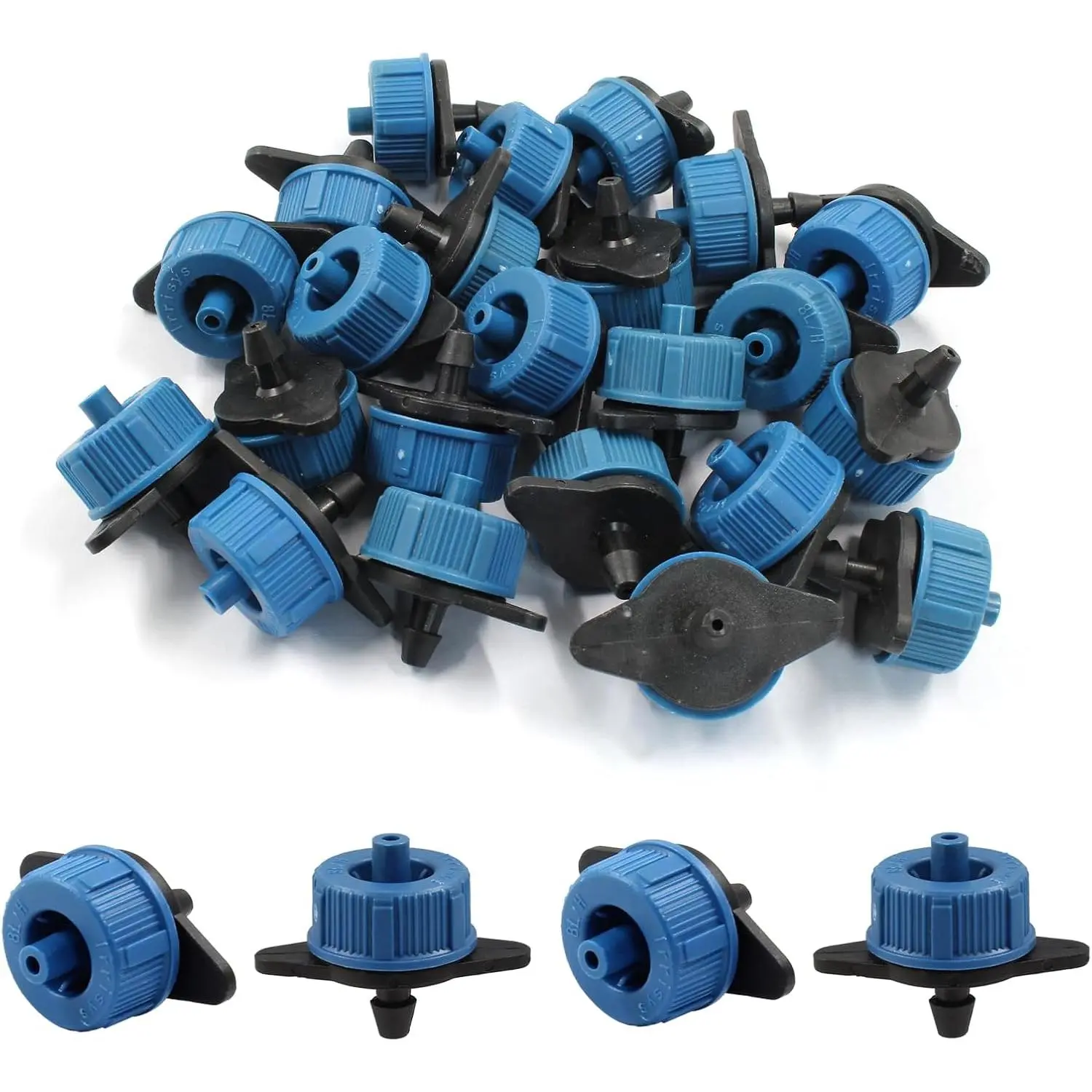 Drip Irrigation Emitters, Blue, 60 count | 2 GPH,  Compensating, For Garden Lawn Watering Irrigation System