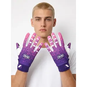 Mens Multi Purpose Training Gloves Gradient Color Splatter Letter Print Touch Screen Breathable Shock Absorbing Adjustable Cuff Fit Pickleball Baseball Dirt Bike MTB ATV Skate Outdoor Sports Riding Gloves