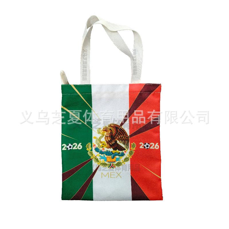 New 2026 US, Canada and Mexico World Cup Products Mexico Canvas Bag Storage Bag Free Design Football Bag gym Pastel Embroidered Tote New 2026 US, Canada and Mexico World Cup Products Mexico Canvas Bag Storage Bag Free Design Football Bag gym Pastel Embroidered Tote