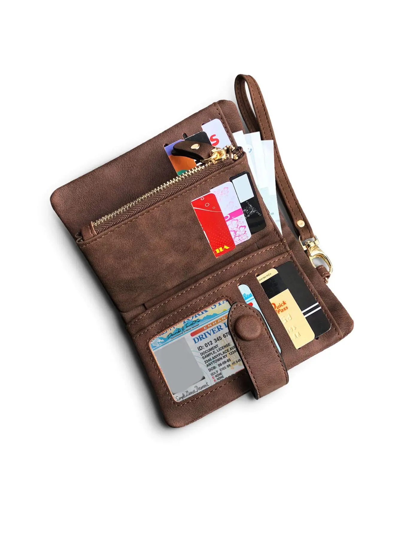 Women's Three Fold Short Wallet, Zipper Wallet Design, RFID Anti-Theft Brush, Multiple Card Slots And Coin Pockets, Equipped With Wrist Strap Handbag, Made Of Soft Materials, Suitable For Daily Travel, Commuting Use, And Birthday Gifts