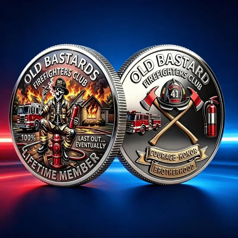Old Bastards Firefighters Club Challenge Coin Lifetime Member Fireman Collectible Souvenir Coin