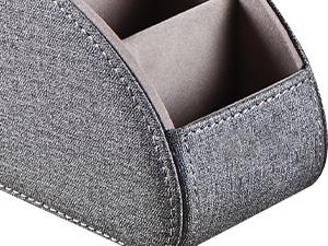 TV Remote Control Holder with 5 Compartments,Pu Leather Remote Caddy/Box/Tray Bedside Table Desk Storage Organizer for DVD, Blu-Ray, Media Player, Heater Controllers and Cosmetics Office Supplies