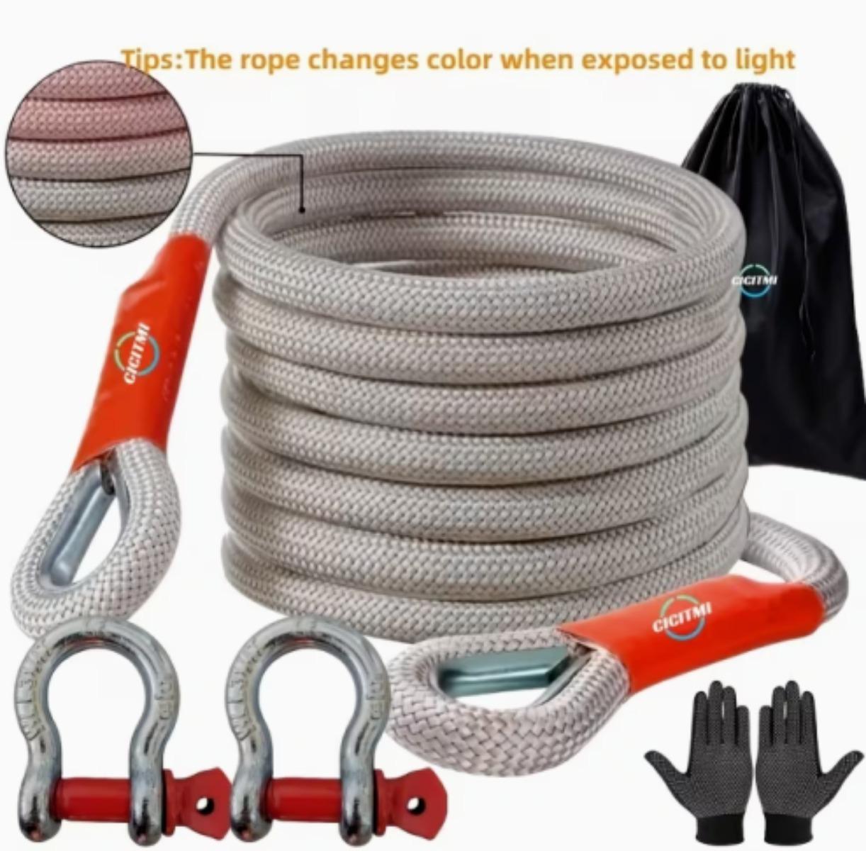 5 Ton 5M Heavy-Duty Tow Rope, Off-Road Recovery Tow Strap with D-Shackles, Ultimate Emergency Towing Rope for Car/SUV/Truck
