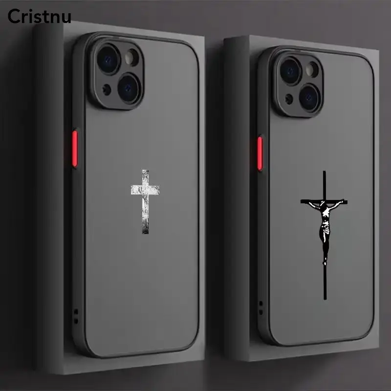 Grunge Cross Verse of The Christian Bible Jesus Phone Case for iPhone 16 15 14 13 12 11 Pro Max Luxury Shockproof Protection Smartphone Cover Suitable for iphone 17 pro max cases for men