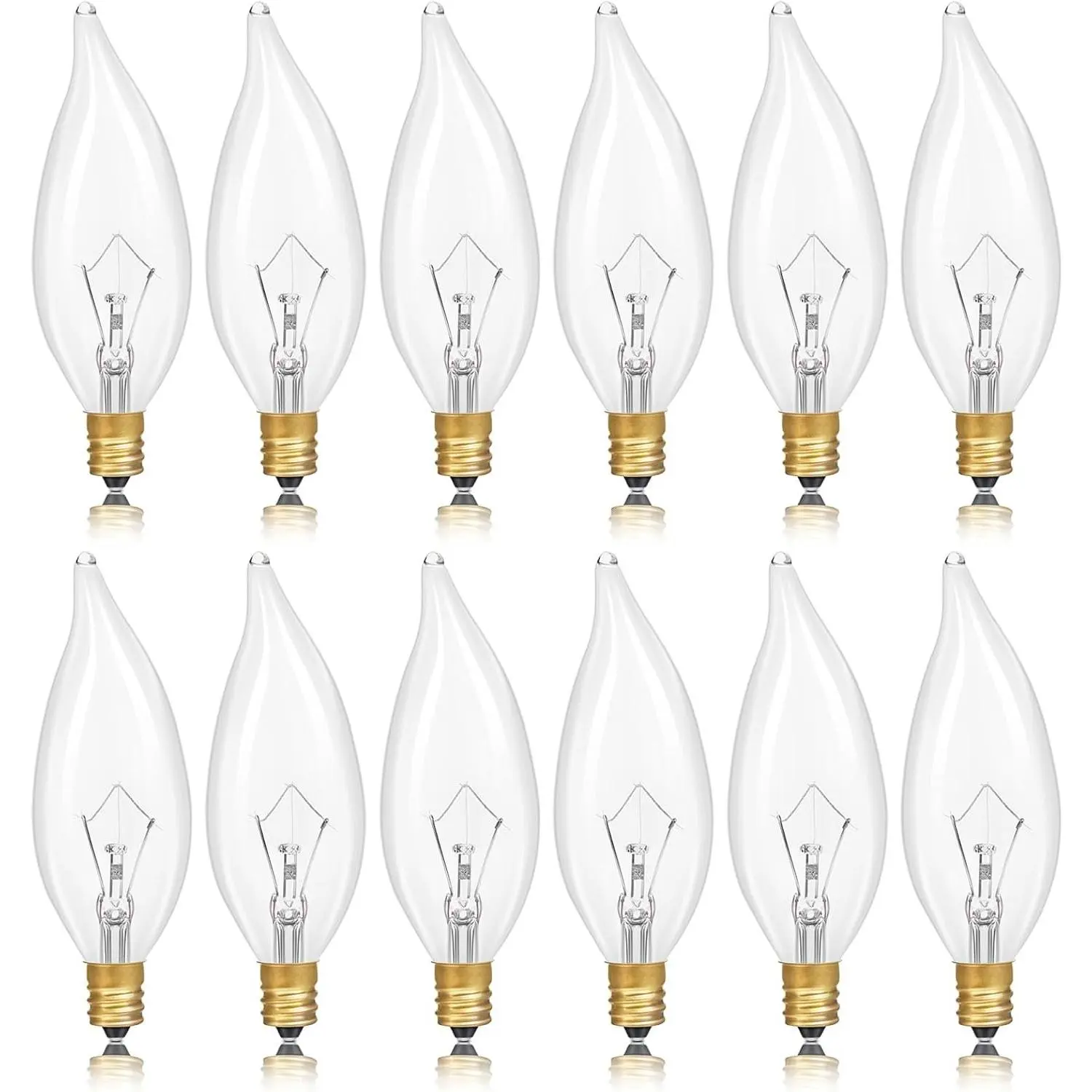 E12 Incandescent Light Bulbs 40Watt Warm White 2700K, 300 Lumens Candelabra Light Bulbs Dimmable Decorative Chandelier for Ceiling Fan, Pendants (40W-12Pack)