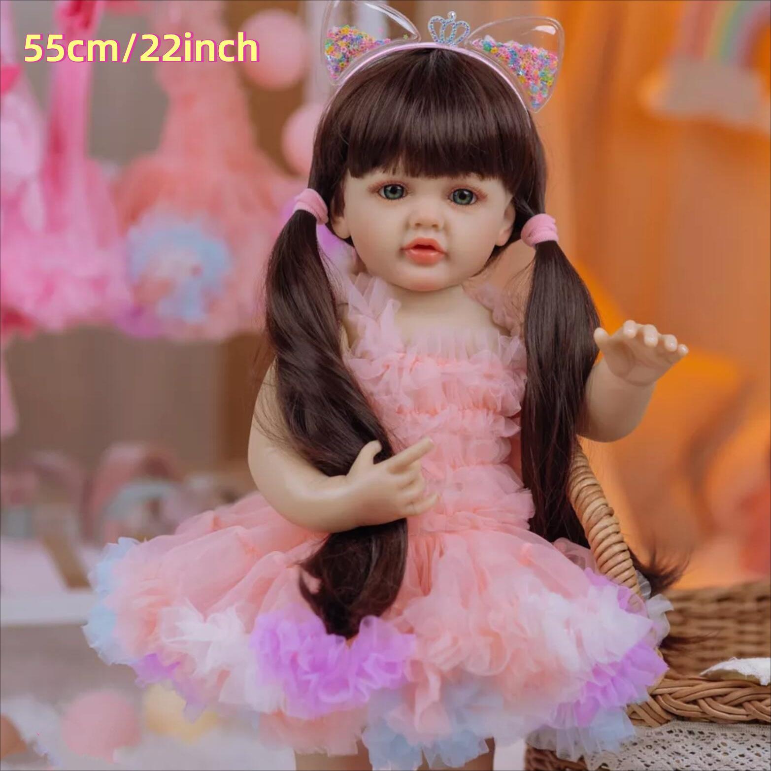 22 Inch Reborn Baby Doll, Lifelike Princess Toddler Baby Newborn Art Toy for Kids Birthday Gifts, Doll Accessories, Soft Dolls