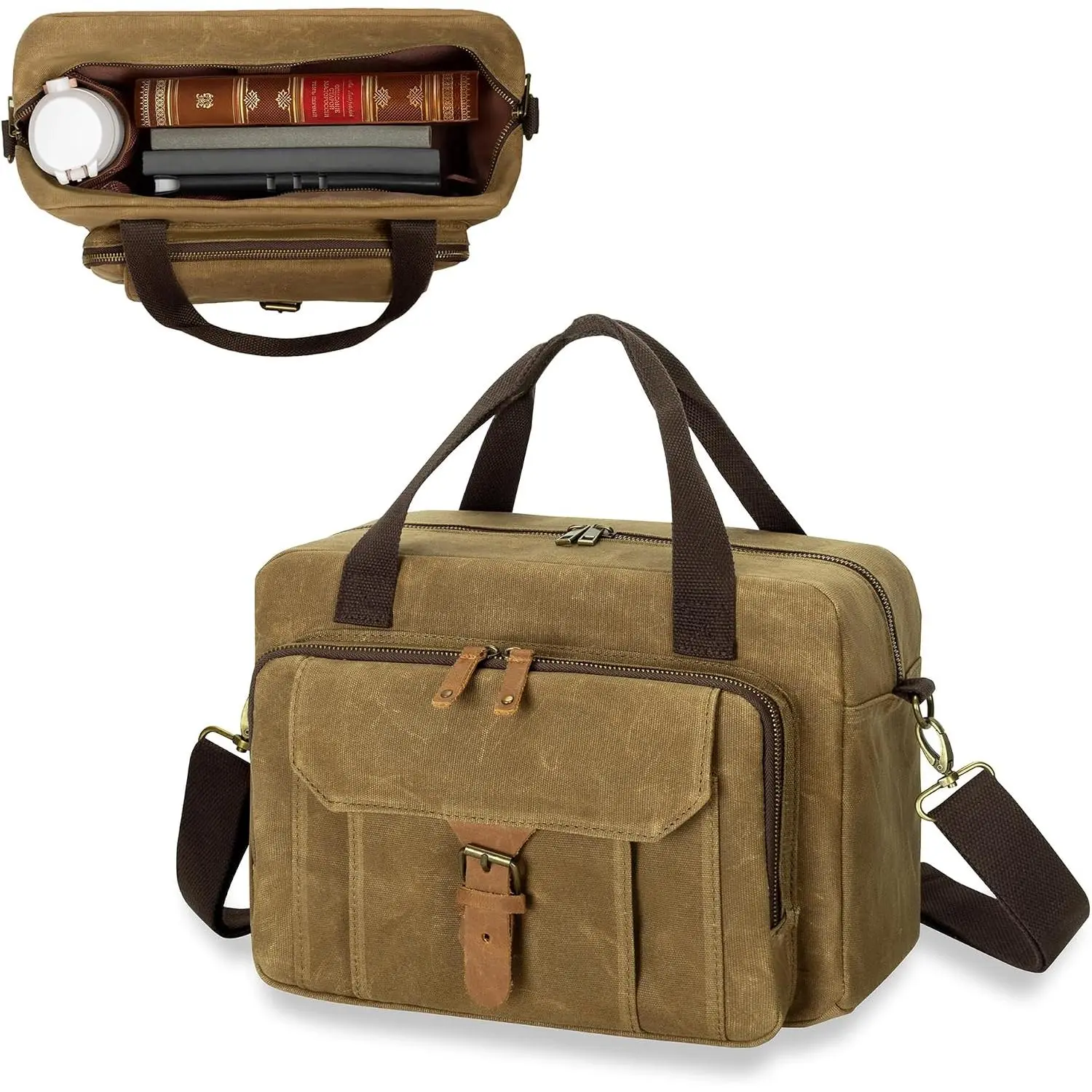 Tote Bag for Men, Large  Bag Church Bag with Cup Holder | Waxed Canvas  Study Bag  Cover Bag with Detachable  Strap, Pen Slots for  Study Supplies, Bag Only