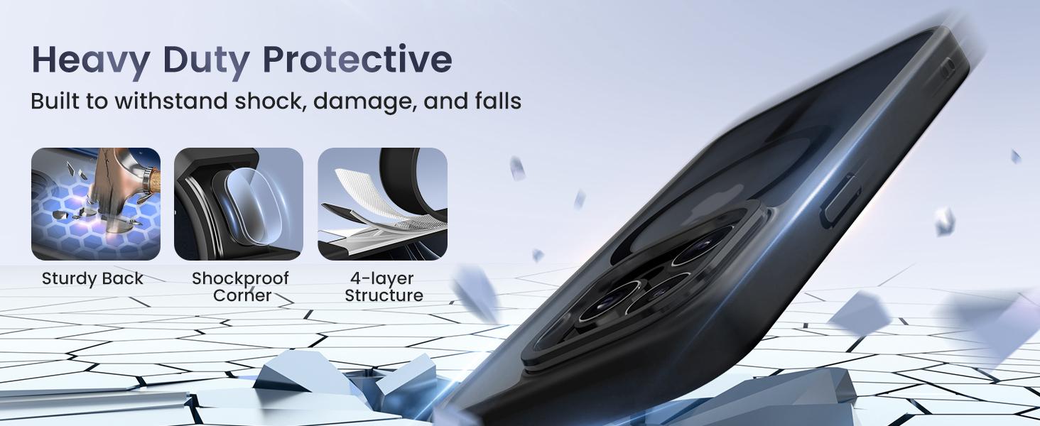 Shockproof camera lens protector and stand protective phone case, suitable for iPhone 17 Pro Max, 16, 15, 14, 13, 12 Pro, durable wireless magnetic MagSafe