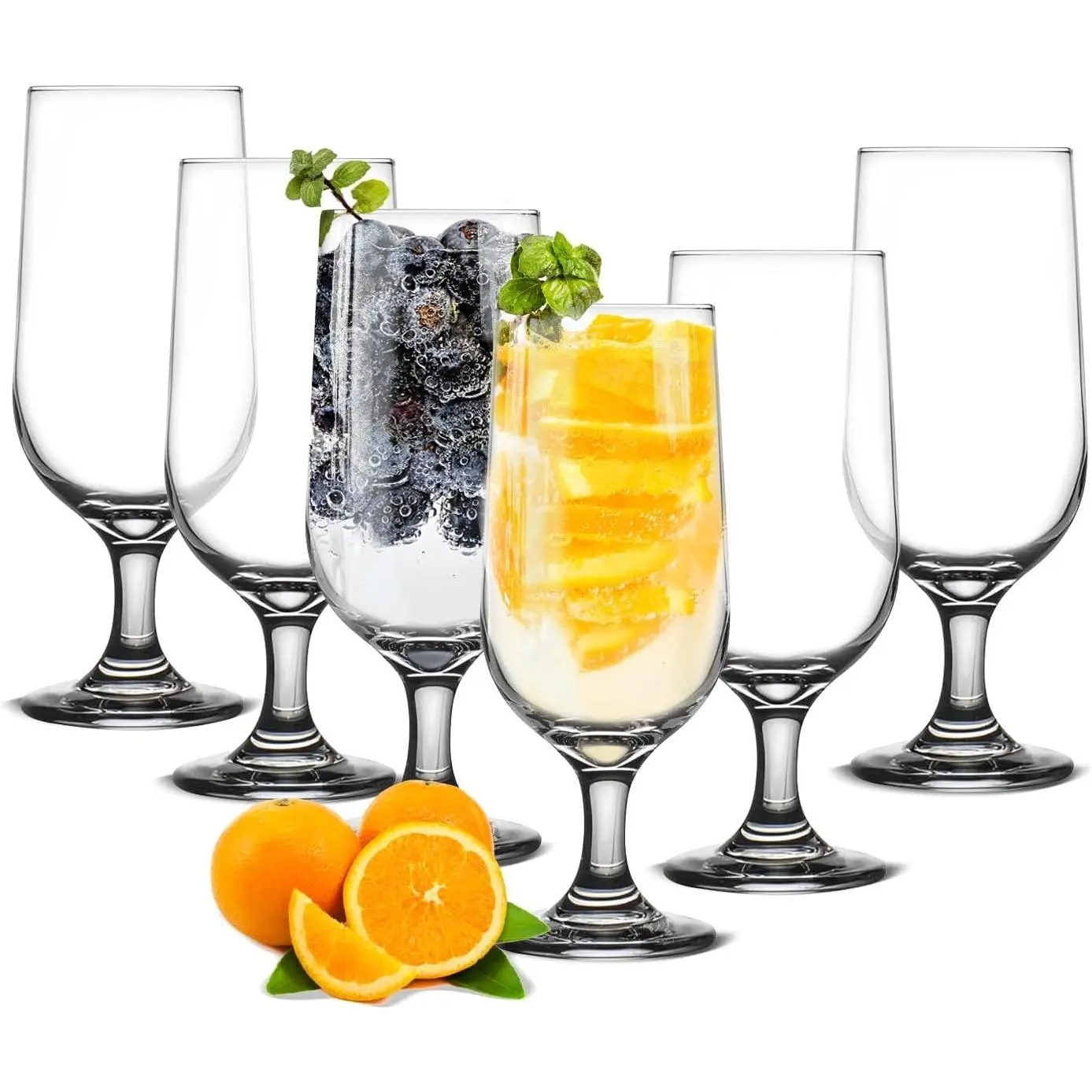 12oz Water Goblets Set of 6 Clear Goblet Glasses for Home Bar, Wedding, Party, Elegant Design for Iced Tea, Sangria, Juice, Dishwasher Safe, Perfect for Daily Use and Special Occasions