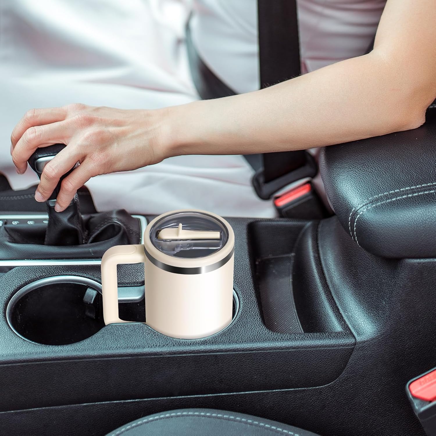 Tumbler Flip Straw Lid Replacement, 2 Counts Splash-Resistant Tumbler Lids with 2 Straws, Reusable Leak-Proof Covers for Stanley Cup Accessories