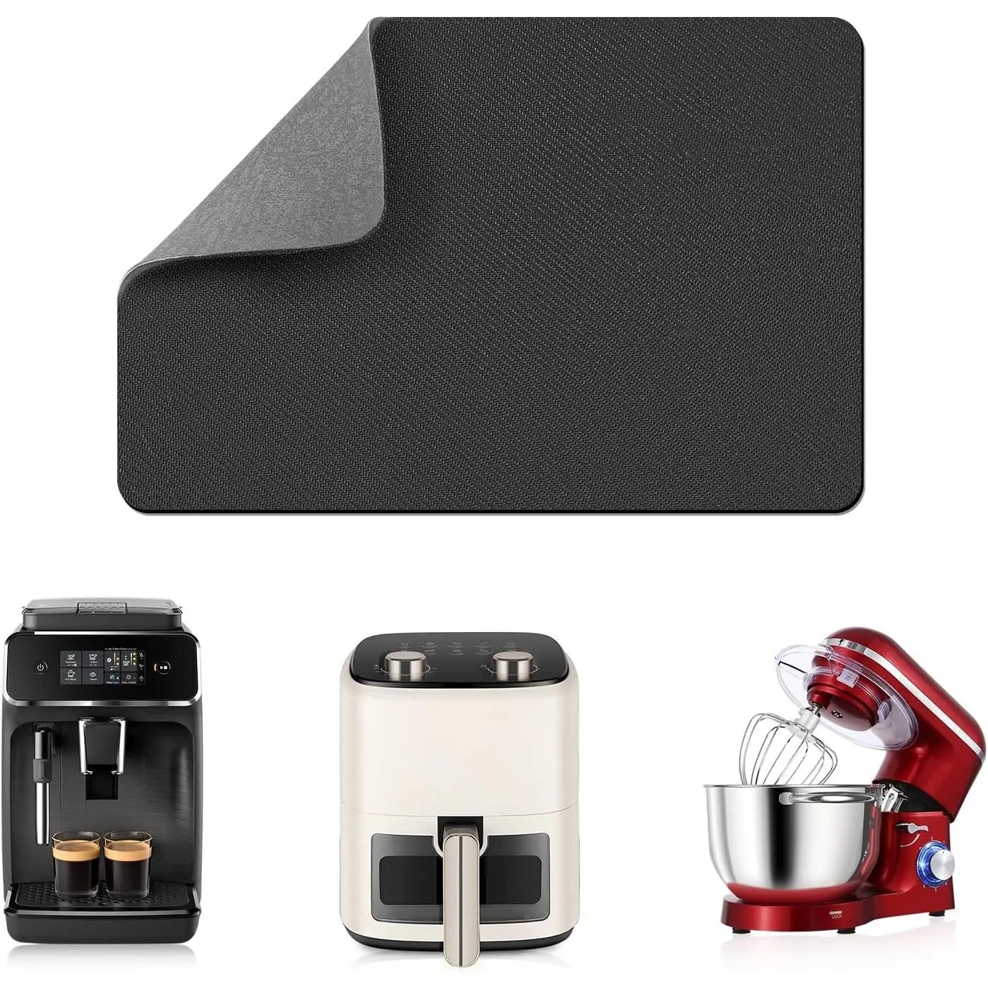 14"x10" Small Appliance Slider, Appliance Sliders for Kitchen Appliances, 360° Rotating Sliding Tray for Coffee Maker, Heat Resistant Mat Cut to Fit Stand Mixer Air Fryer Microwave, Gray