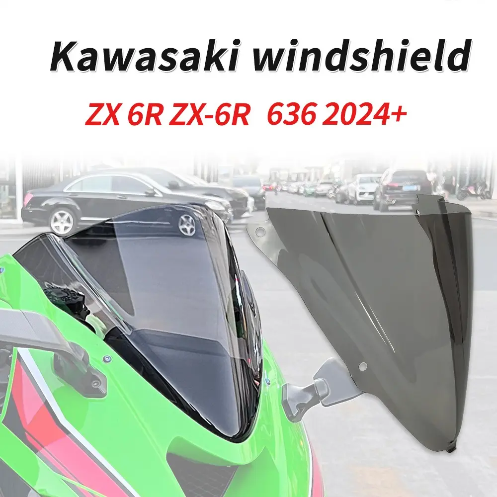 Kawasaki Motorcycle Windshield Glass, Racing Windscreen Protector Cover, Motorcycle Parts, Compatible with Kawasaki Ninja Zx6r Zx636 2024-2025 Models