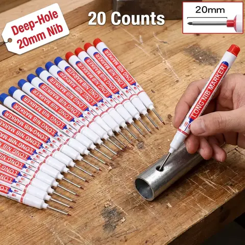 Long Marker Pen, 20pcs/set Waterproof Marker Pens, Drawing Markers, Multipurpose Deep Hole Marker Pen for Metal, Ceramic, Glass, Leather