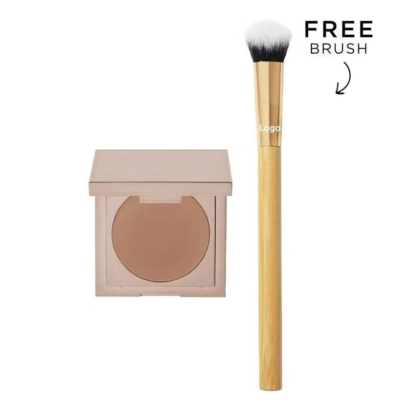 Soft-bristled dual-ended brush for loose powder, eyeliner, and face mask, bamboo-handled wooden eyeshadow brush, makeup brush