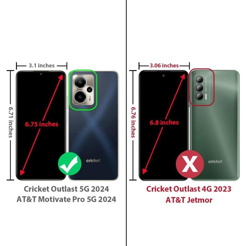 Compatible with Cricket Outlast 5G 2024 Case, AT&T Motivate Pro 5G Case, with Tempered Glass Screen Protector, Metal Ring  Support Kickstand Heavy Duty Drop Protection Phone Case (Black)