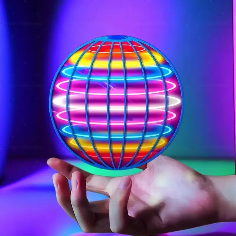 Flying Orb Ball Toy, Boomerang Hover Orb with Colorful RGB LED Lights, 360° Rotating Hand‑Operated Floating Magic Spinner Mini Drone, USB Rechargeable Indoor Outdoor Cool Toy Gift for Kids Teens Adults Boys Girls Ages 6+ Orbiter